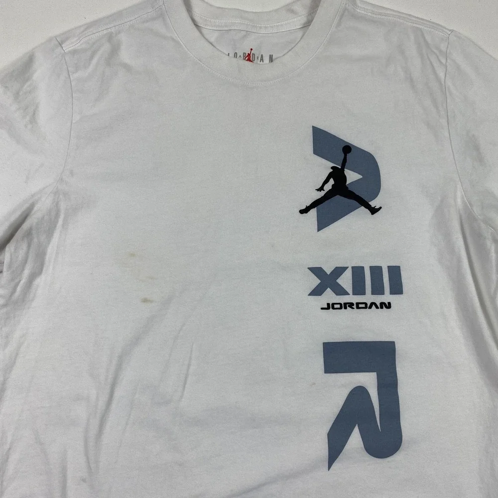 Jordan Shirt Mens Medium White XIII Jumpman Logo Basketball Graphic Tee